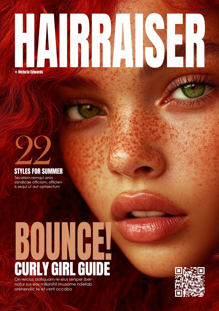 Image of a pretty red-headed woman with distinct freckles on the cover of a magazine